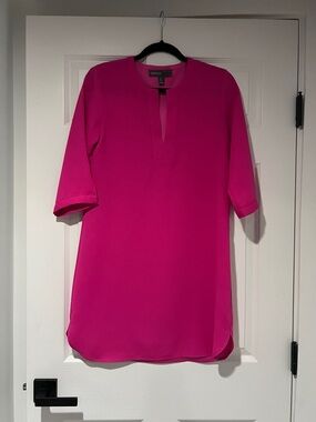 Hot Pink Split V-Neck Tunic